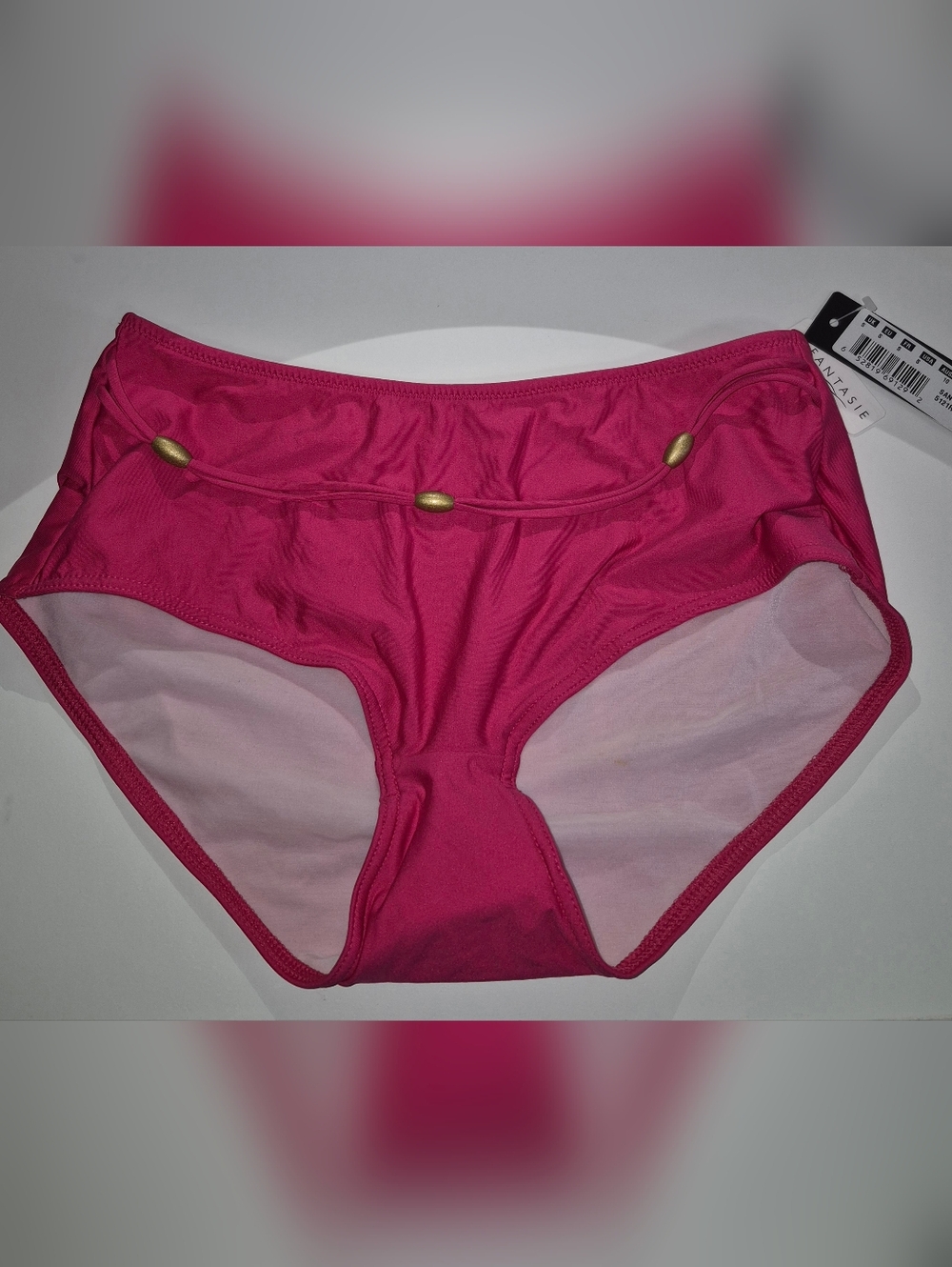 Fantasie Hot Pink Bikini Bottom with Gold Bead Detail
